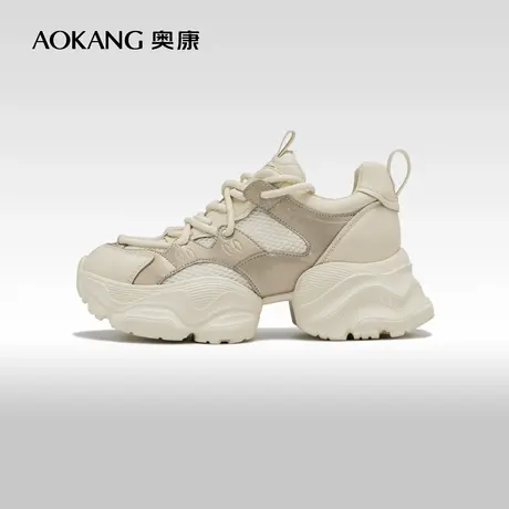 奥康女鞋 2024春季新款时尚厚底增高老爹鞋透气舒适休闲运动鞋图片