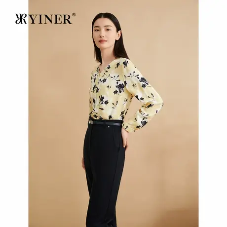 【木兰花系列】YINER音儿秋季莫代尔羊毛衬衫V领上衣商品大图