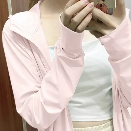 KV真维斯粉色冰丝防晒服女2025夏新款薄款连帽小个子休闲上衣外套图片