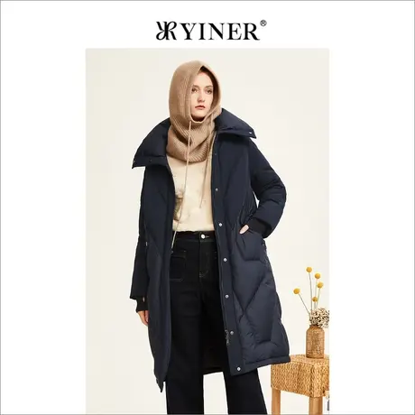 YINER音儿专柜女装2022冬季新款保暖设计感中长款加厚羽绒服商品大图
