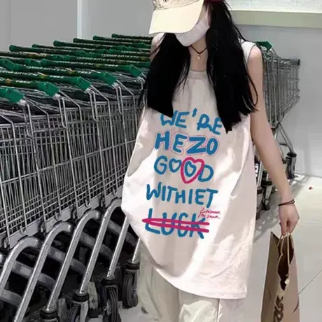 纯棉吊带运动坎肩背心无袖t恤女2025新款夏季外穿宽松篮球服上衣图片