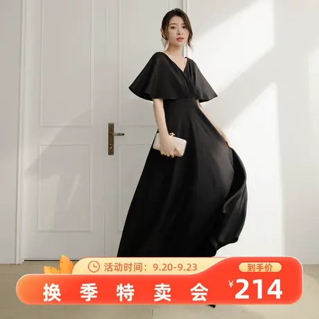 桔熊夏季年会主持人小礼服端庄露背长款连衣裙子女大码DA9693图片