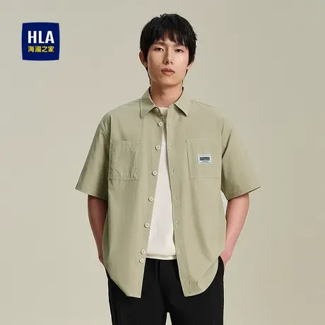 HLA/海澜之家工装短袖休闲衬衫2025春夏新款宽松时尚外套款衬衣男图片
