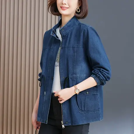 牛仔外套女春秋新款加肥加大码女装宽松中年妈妈气质休闲夹克上衣商品大图