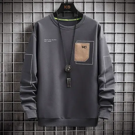 卫衣男青年宽松圆领长袖t恤衣服潮流2023春秋季新款百搭体恤秋衣商品大图