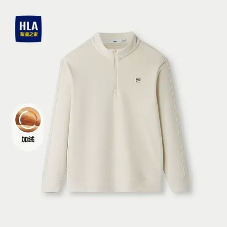 HLA/海澜之家加绒保暖卫衣2025秋冬新款简约时尚半开襟套头上衣男图片