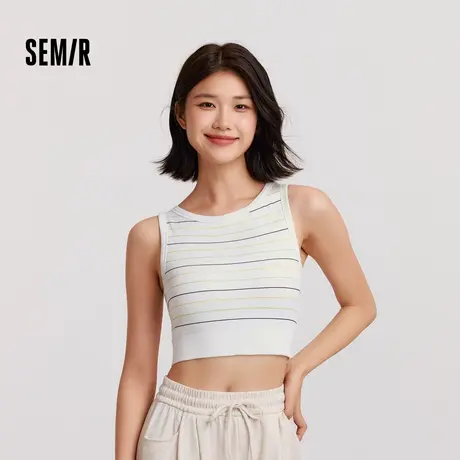 森马背心女内衣一体式带胸垫条纹内搭短款宽肩上衣修身显瘦可外XY商品大图