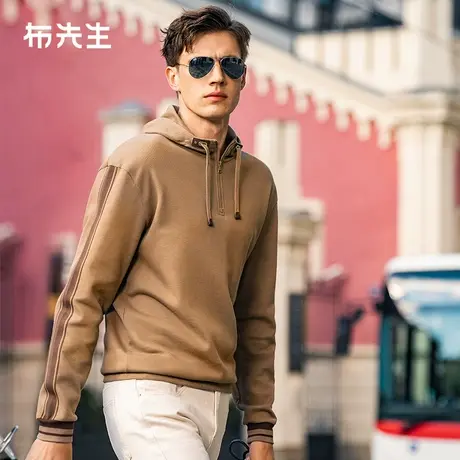MrBu布先生微廓拉链连帽卫衣早春美拉德撞色长袖t恤男PT15521商品大图