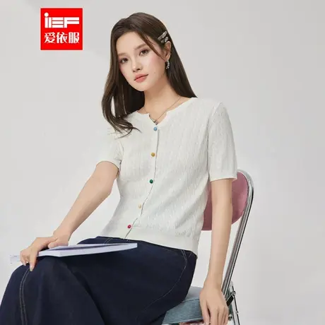 IEF/爱依服2025夏季新款法式温柔小女人气质通勤百搭显瘦毛织上衣商品大图