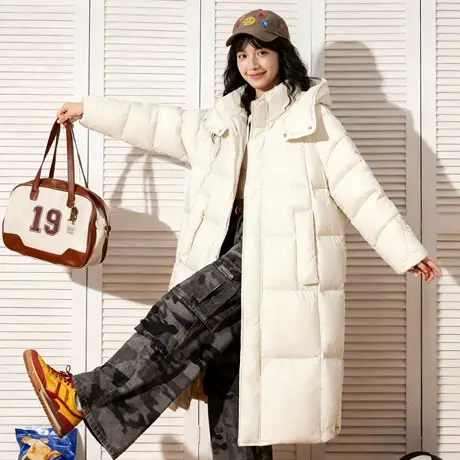 唐狮官方羽绒服女中长款2026冬季新款时尚百搭连帽保暖休闲外套VB图片