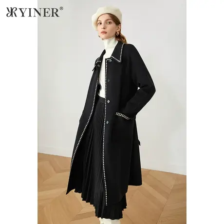 YINER音儿女装2021冬季新款中长款羊毛毛呢外套图片
