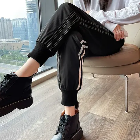 羽绒裤女外穿冬季白鸭绒哈伦束脚宽松休闲运动裤子女加绒加厚棉裤商品大图