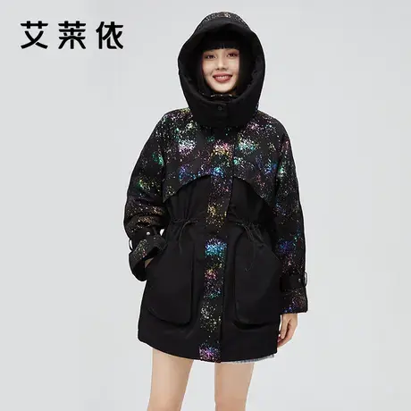艾莱依短款亮片羽绒服女冬季新款设计白鸭绒时尚高端大牌派克外套图片