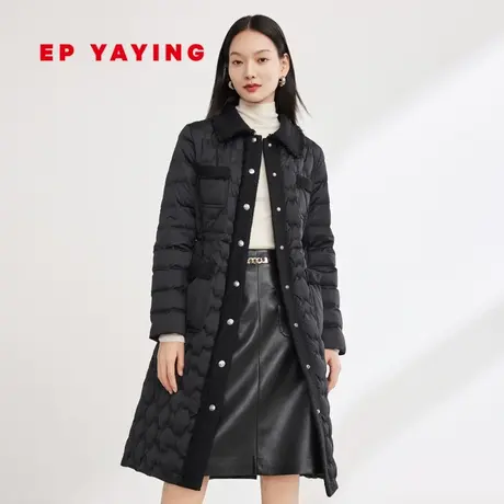 EP YAYING雅莹女装 收腰粗花呢拼接长款羽绒服 2023秋装新款Y116A图片