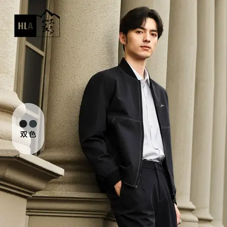 HLA/海澜之家山不在高 夹克春季明线修饰棒球领印花外套男棒球服商品大图
