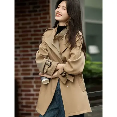 时尚气质百搭短款风衣外套女士2023年秋季新款休闲减龄通勤上衣图片