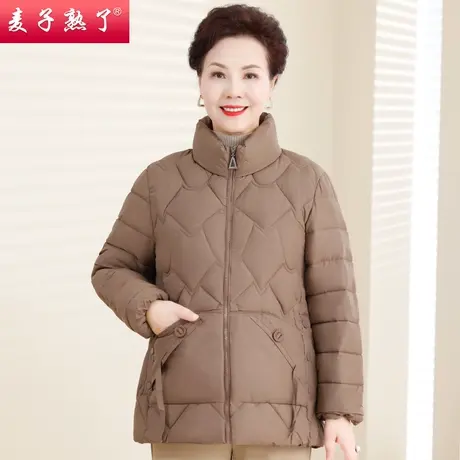 2023冬季新款妈妈装加厚保暖羽绒棉服纯色外套阔太太中老年人女装图片