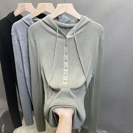 连帽毛衣女打底衫2023秋冬新款套头外穿针织衫内搭洋气长袖上衣潮图片
