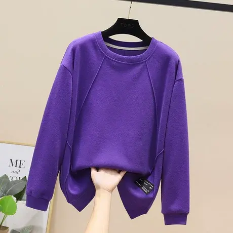 韩版休闲宽松复古显瘦减龄圆领套头卫衣女潮ins2023春装新款上衣商品大图