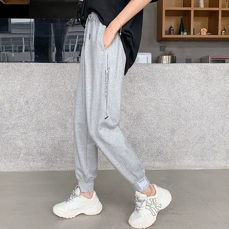 cec裤子女夏薄款宽松高腰休闲直筒哈伦裤显瘦百搭束脚运动裤ins潮图片