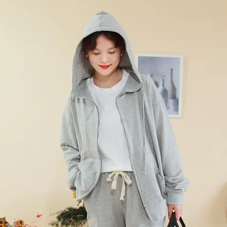 【买一送一】秋新品宽松休闲针织运动套棉质连帽卫衣套图片