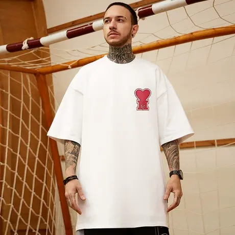 oversize港风潮牌国潮嘻哈短袖T恤胖子宽松大码男装情侣装半袖夏图片