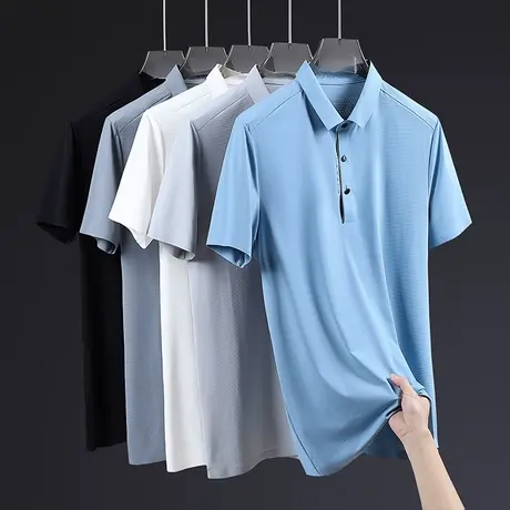 青中年男士polo衫2023夏季新款短袖t恤男潮牌休闲商务透气上衣男商品大图