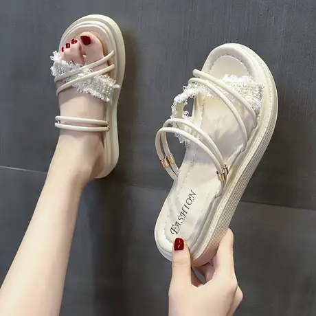 一鞋两穿凉鞋女夏季软底2023年新款百搭学生厚底仙女风外穿凉拖鞋图片