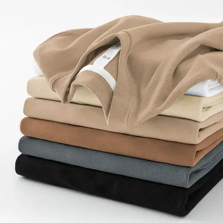 重磅双面德绒长袖t恤男装秋冬打底衫内搭圆领上衣服加绒保暖秋衣图片