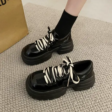 2024新款复古英伦风增高厚底乐福小皮鞋女春季jk单鞋女款鞋子女鞋商品大图