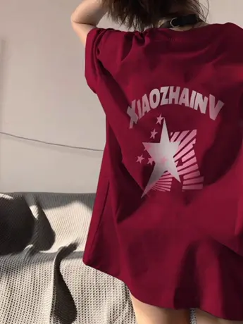 美式复古正肩纯棉短袖t恤女夏季宽松韩版潮牌ins设计感小众上衣服图片