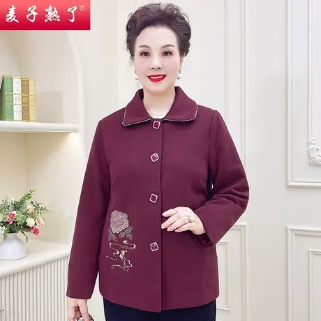 2023冬新款洋气呢子上衣阔太太中老年女春秋妈妈外套气质高贵上衣商品大图