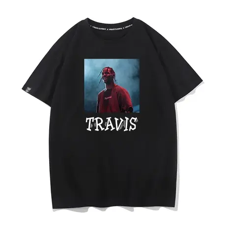 秀洛TRAVIS说错美式纯棉短袖T恤男女打底衫白色体桖内搭上衣半袖商品大图