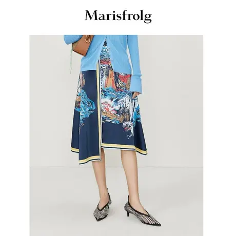 【国风三醋纤】玛丝菲尔2022年春季新款印花缎面半身裙伞裙商品大图