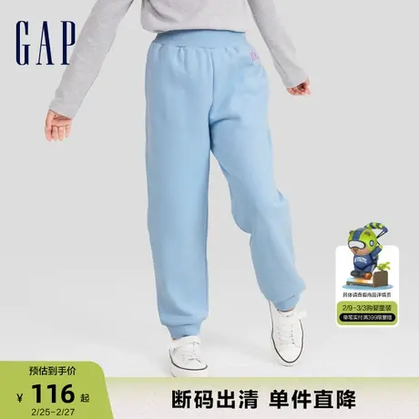 【断码优惠】Gap女童秋冬LOGO碳素软磨抓绒束脚裤保暖卫裤789223商品大图