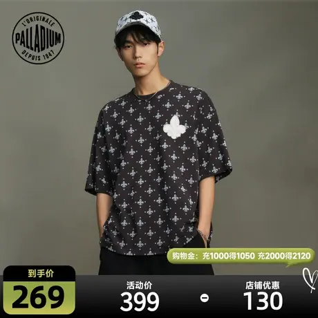 PALLADIUM帕拉丁上衣棉质宽松鸢尾花满印圆领短袖T恤178033商品大图