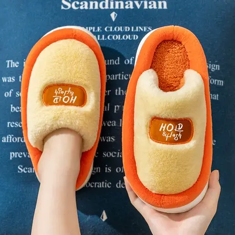 包头棉拖鞋女冬季外穿2024新款厚底踩屎感毛绒保暖拖鞋女冬天棉拖商品大图