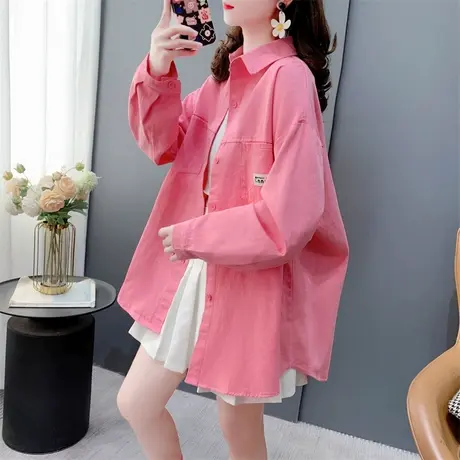 设计感长袖牛仔衬衫女春季2024新款宽松休闲洋气减龄百搭外套上衣商品大图