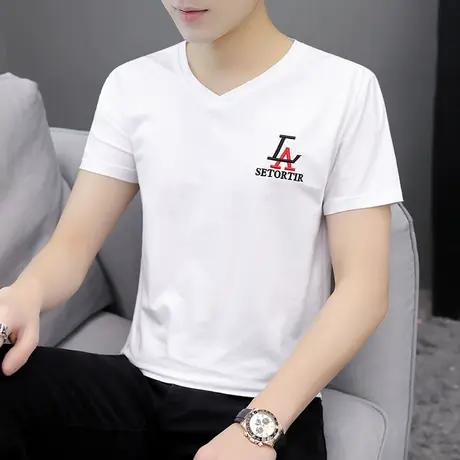 t恤男短袖2023夏季新款修身V领潮流体恤休闲鸡心领半袖潮牌打底衫图片