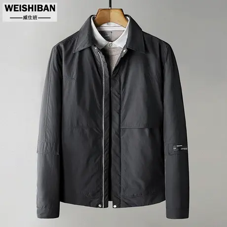 冬季保暖加厚短款轻商务棉衣男轻薄简约时尚百搭翻领夹克工装外套图片