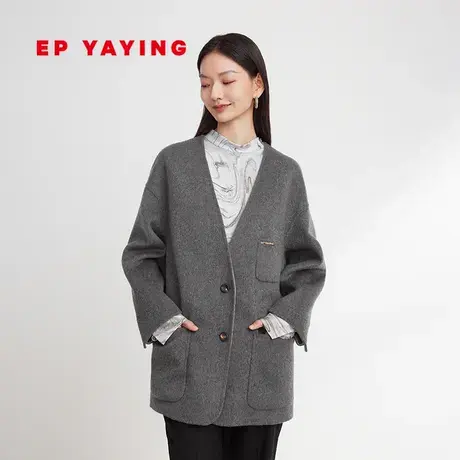 【羊毛羊绒混纺】EP雅莹女装 双面呢毛呢大衣外套 2023秋冬8405B商品大图