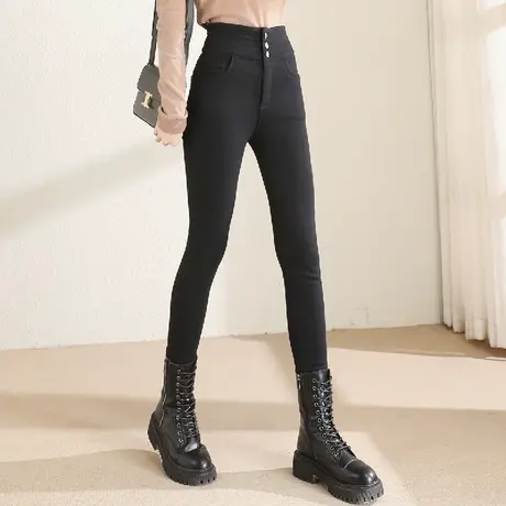 时尚气质显瘦小脚加绒魔术裤2022年冬季新款女士高腰修身百搭长裤商品大图