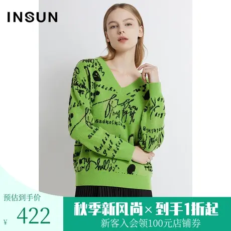 恩裳2022冬季时尚几何艺术感趣味百搭休闲羊毛毛织衫图片