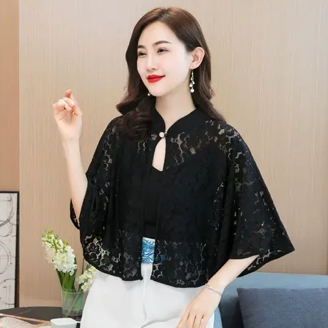 蕾丝斗篷披肩夏季百搭女式上衣配裙子罩衫外搭防晒开衫短款小外套图片