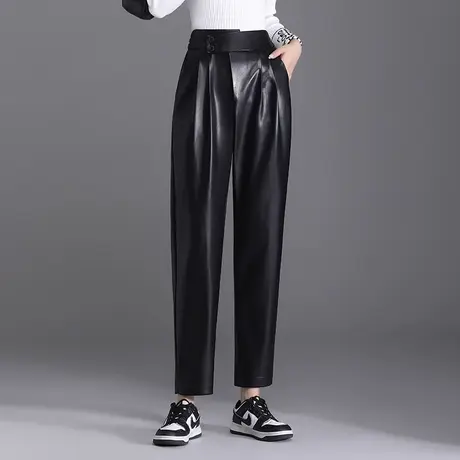 PU皮哈伦裤女休闲长裤2023秋冬新款高腰显瘦外穿小脚裤气质女裙子商品大图