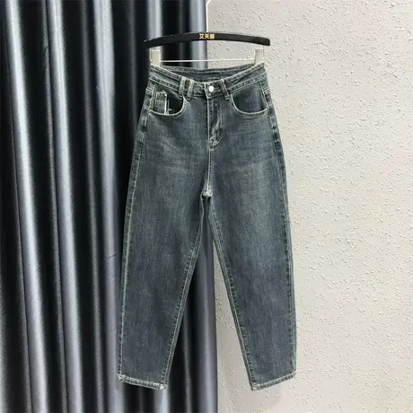 2023秋季新款简约休闲牛仔哈伦裤女百搭磨破宽松显瘦高腰老爹裤商品大图