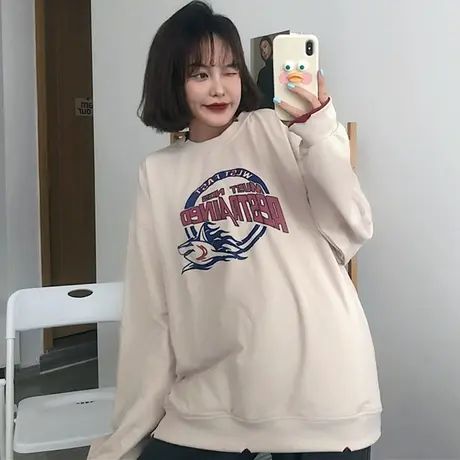 waitmore假两件卫衣女春秋薄款长袖宽松韩版ins上衣bf慵懒风外套商品大图