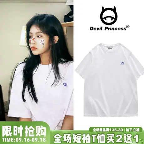 vintage慵懒风白色T恤女短袖宽松韩版chic超火内搭小个子正肩上衣商品大图