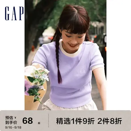 【女友T】Gap女装正肩T恤辣妹风罗纹针织短袖夏季2023新款598246图片
