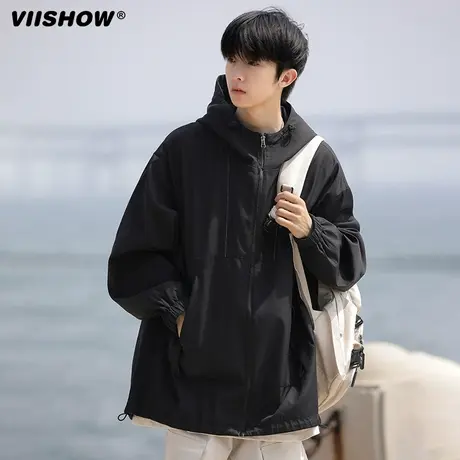 VIISHOW外套男冲锋夹克秋季山系防风潮牌痞帅青少年宽松工装夹克商品大图